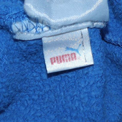 Puma Men's Blue Pullover Hoodie Size M Logo Fleece Sweatshirt - Image 5