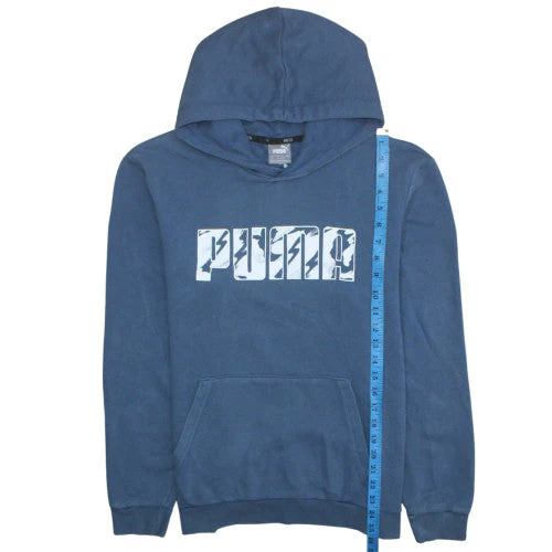 Puma Mens Blue Pullover Hoodie Size M Regular Fit Fleece Sportswear - Image 2