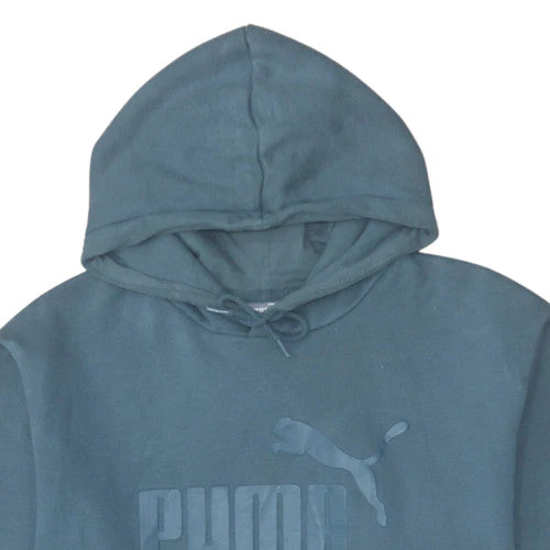 Puma Men's Blue Pullover Hoodie XL Cotton Blend Fleece Sweatshirt - Image 8