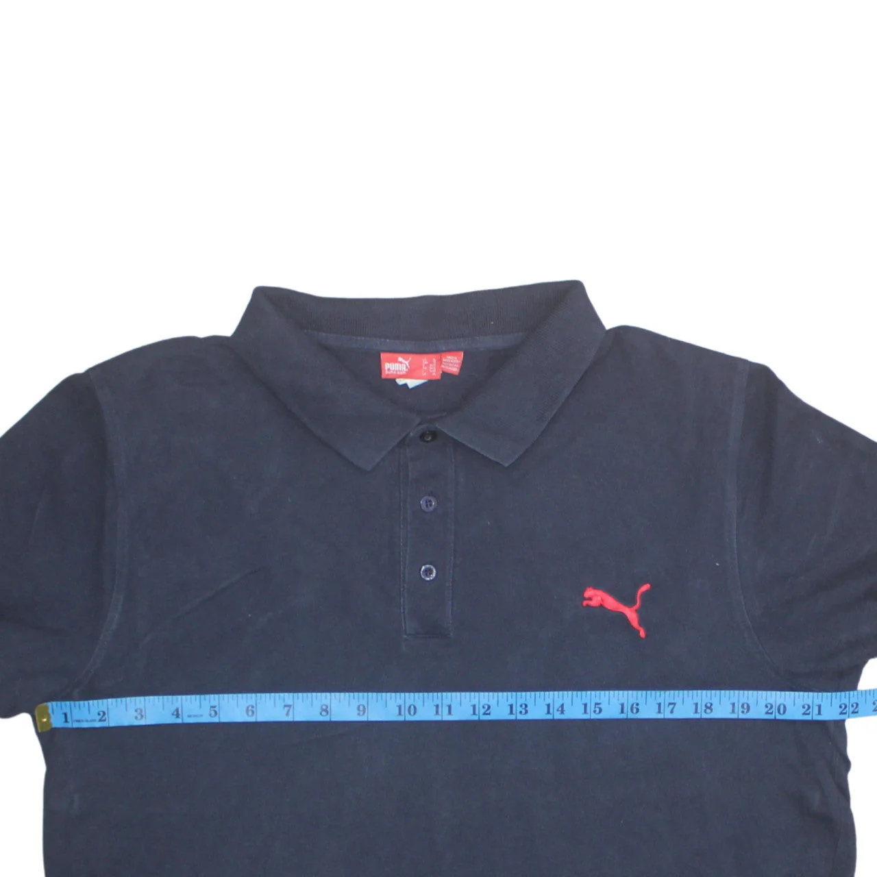 Puma Men's Blue XL Cotton Polo Shirt with Red Logo - Image 2
