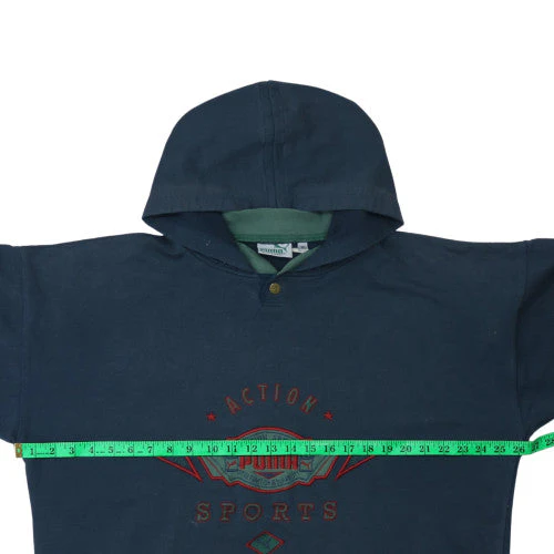 Puma Mens Blue XL Retro Pullover Hoodie Embroidered 90s Sportswear - Image 2