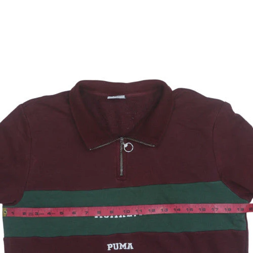 Puma Mens Burgundy Green 1/4 Zip Pullover Sweatshirt Size S - Image 3