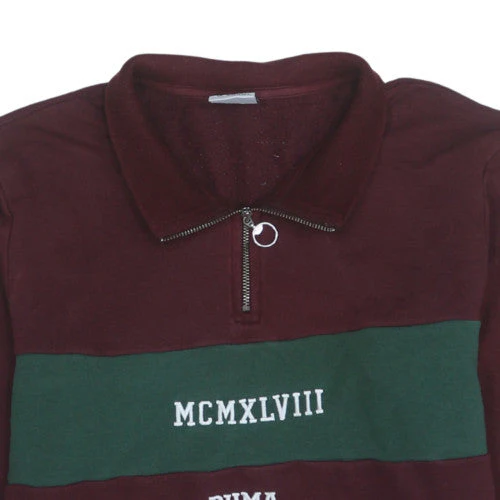 Puma Mens Burgundy Green 1/4 Zip Pullover Sweatshirt Size S - Image 6