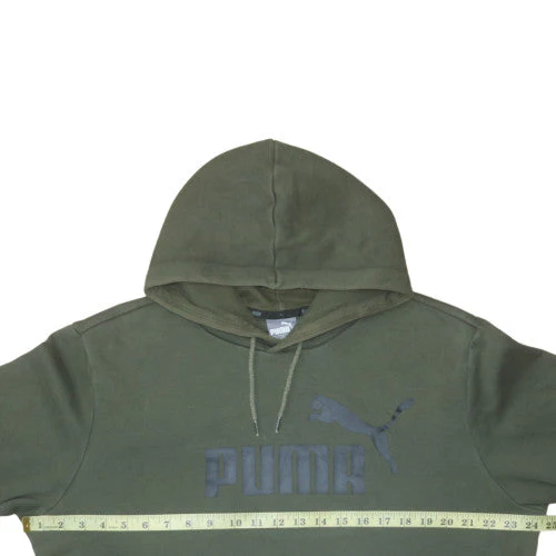 Puma Men's Green Pullover Hoodie L Logo Fleece Sweatshirt - Image 2