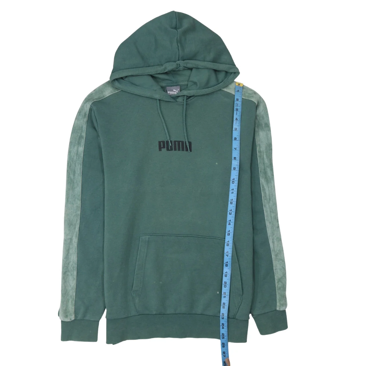 Puma Men's Green Pullover Hoodie Small Logo Sportswear - Image 3