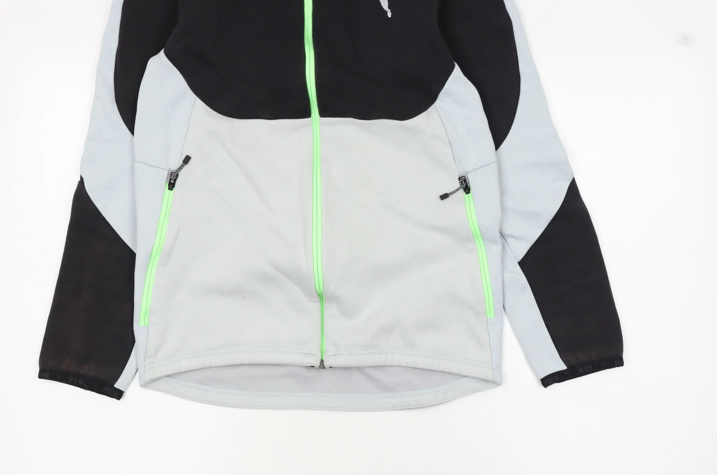 Puma Men's Grey & Black Full Zip Hooded Sports Hoodie Size S - Image 6