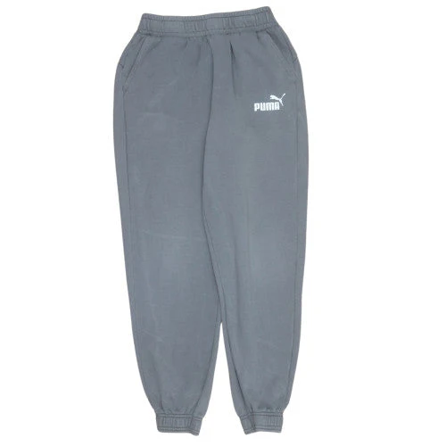 Puma Men's Grey Fleece Sweatpants L Regular Fit Elastic Waist Joggers