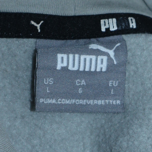 Puma Mens Grey Pullover Hoodie L Grey Fleece Sweatshirt - Image 5