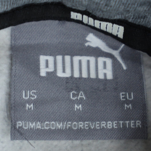 Puma Men's Grey Pullover Hoodie M Logo Fleece Sweatshirt - Image 6