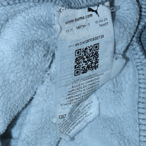 Puma Men's Grey Pullover Hoodie M Logo Graphic Fleece Sweatshirt - Image 5