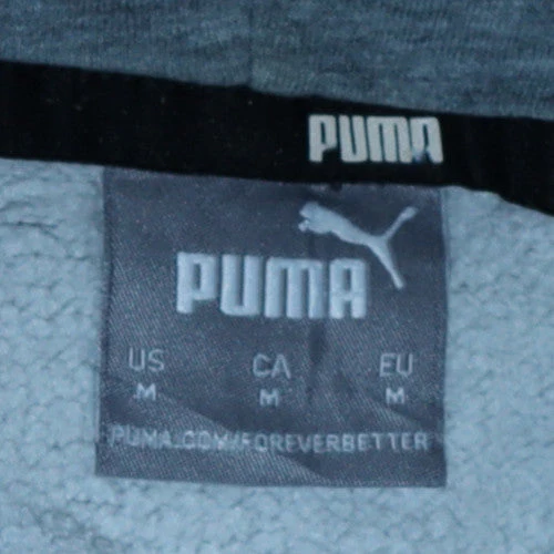 Puma Men's Grey Pullover Hoodie M Logo Graphic Fleece Sweatshirt - Image 6