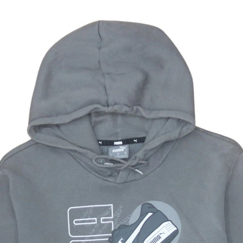 Puma Mens Grey Pullover Hoodie Medium Graphic Sports Fleece - Image 7