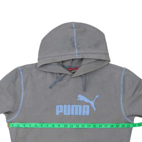 Puma Mens Grey Pullover Hoodie Medium Logo Fleece Sportswear - Image 3