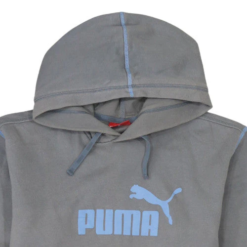 Puma Mens Grey Pullover Hoodie Medium Logo Fleece Sportswear - Image 6