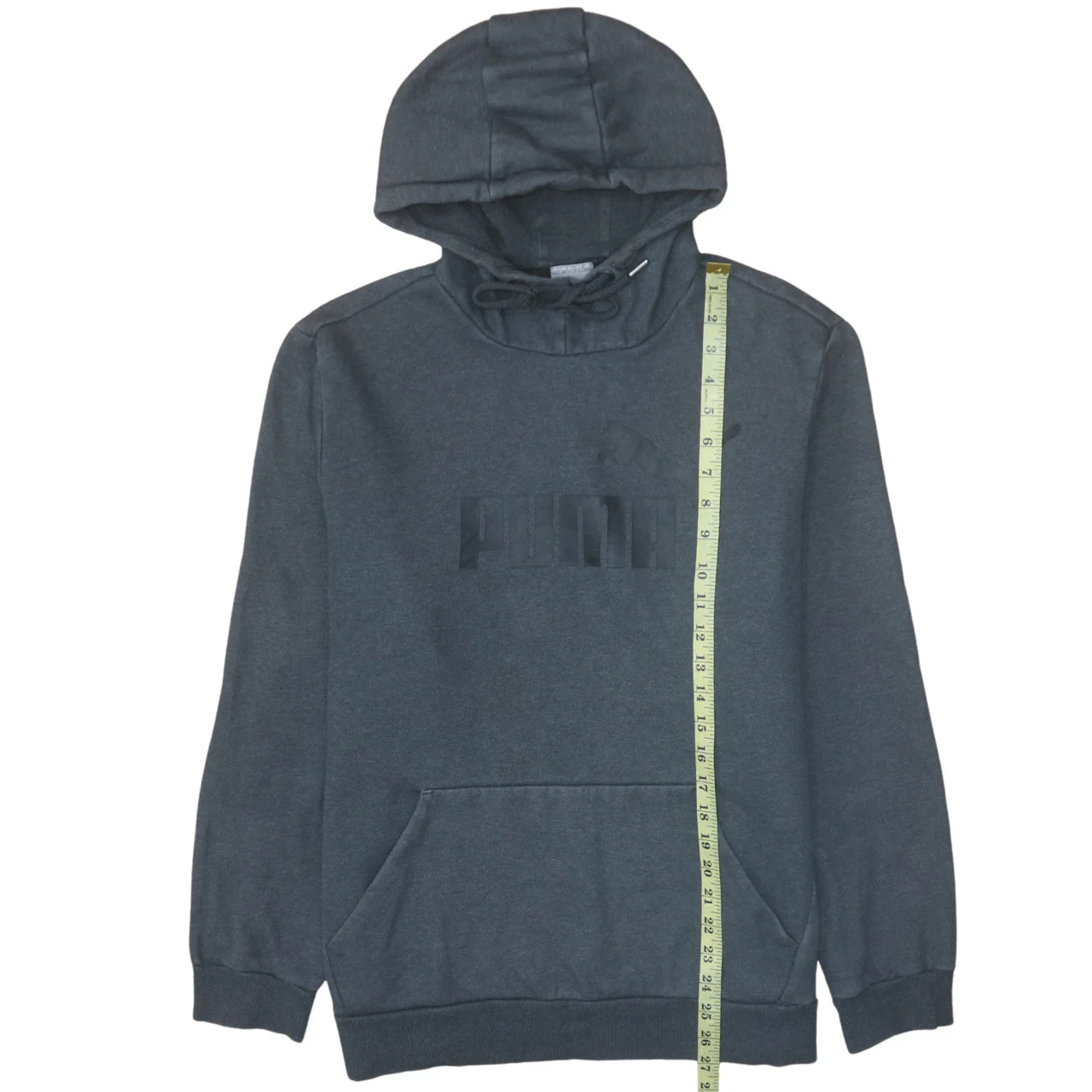 Puma Men's Grey Pullover Hoodie Size L Logo Fleece Sweatshirt - Image 3