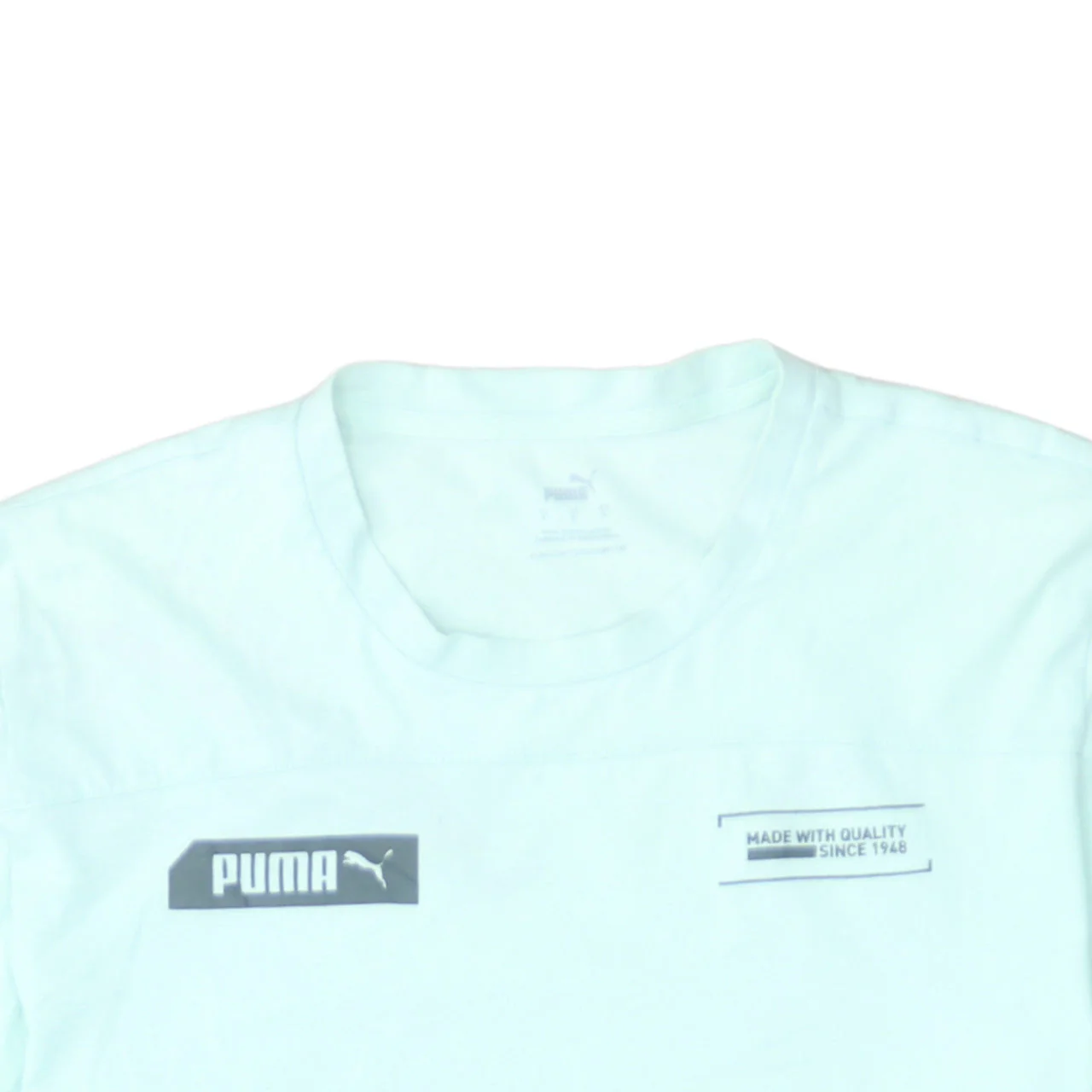 Puma Men's Light Green Crew Neck Short Sleeve Cotton T-Shirt Size L - Image 8