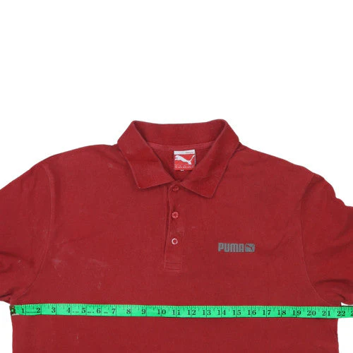Puma Men's Red Cotton Collared Short Sleeve Polo Shirt XL - Image 2