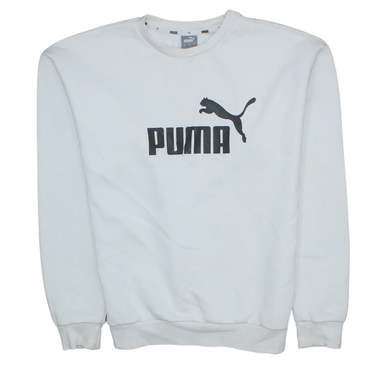 Puma Men's White Logo Pullover Sweatshirt Size M Crew Neck