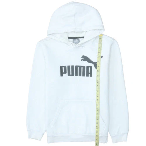 Puma Men's White Small Pullover Hoodie with Logo Print - Image 2