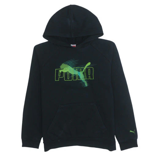 Puma Teens Black 164 Pullover Hoodie Graphic Sports Cotton Blend