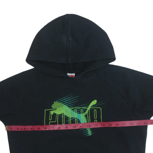 Puma Teens Black 164 Pullover Hoodie Graphic Sports Cotton Blend - Image 3