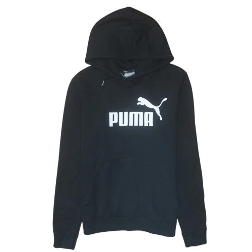 Puma Women Black Pullover Hoodie Size 12 Logo Print Casual