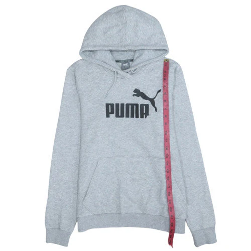 Puma Women Grey Hoodie Pullover L Logo Print Casual - Image 2