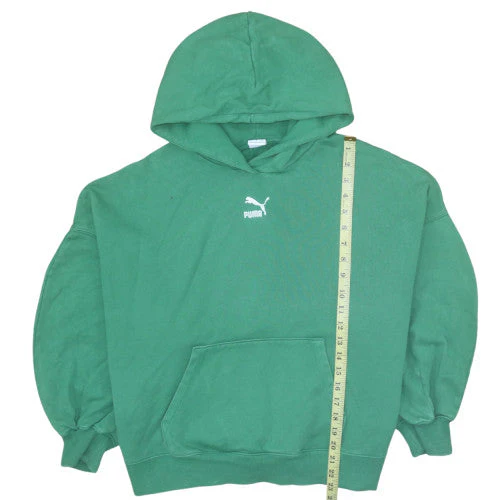 Puma Women’s Green Pullover Hoodie Size L Relaxed Fit Fleece Sweatshirt - Image 3