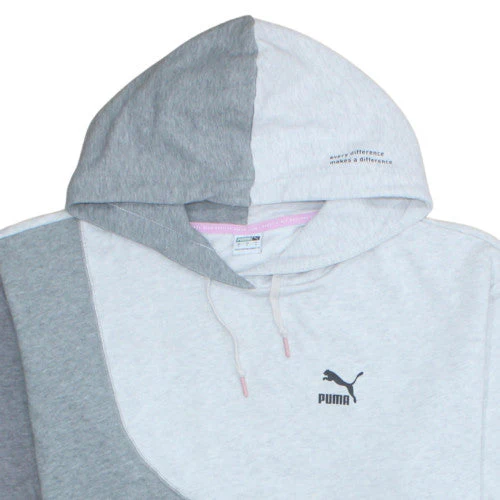 Puma Women’s Grey Colourblock Pullover Hoodie Size Small - Image 8