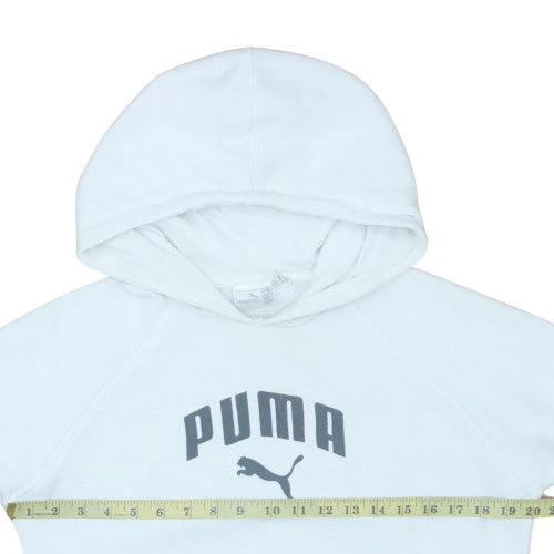 Puma Women White Hoodie Pullover Sweatshirt Size M Cotton Blend - Image 2