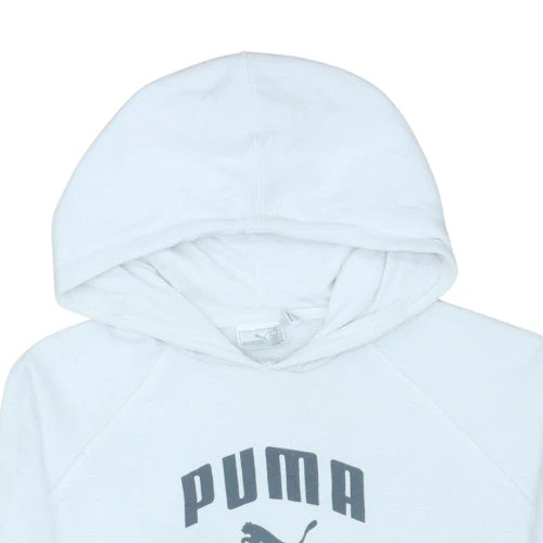 Puma Women White Hoodie Pullover Sweatshirt Size M Cotton Blend - Image 7