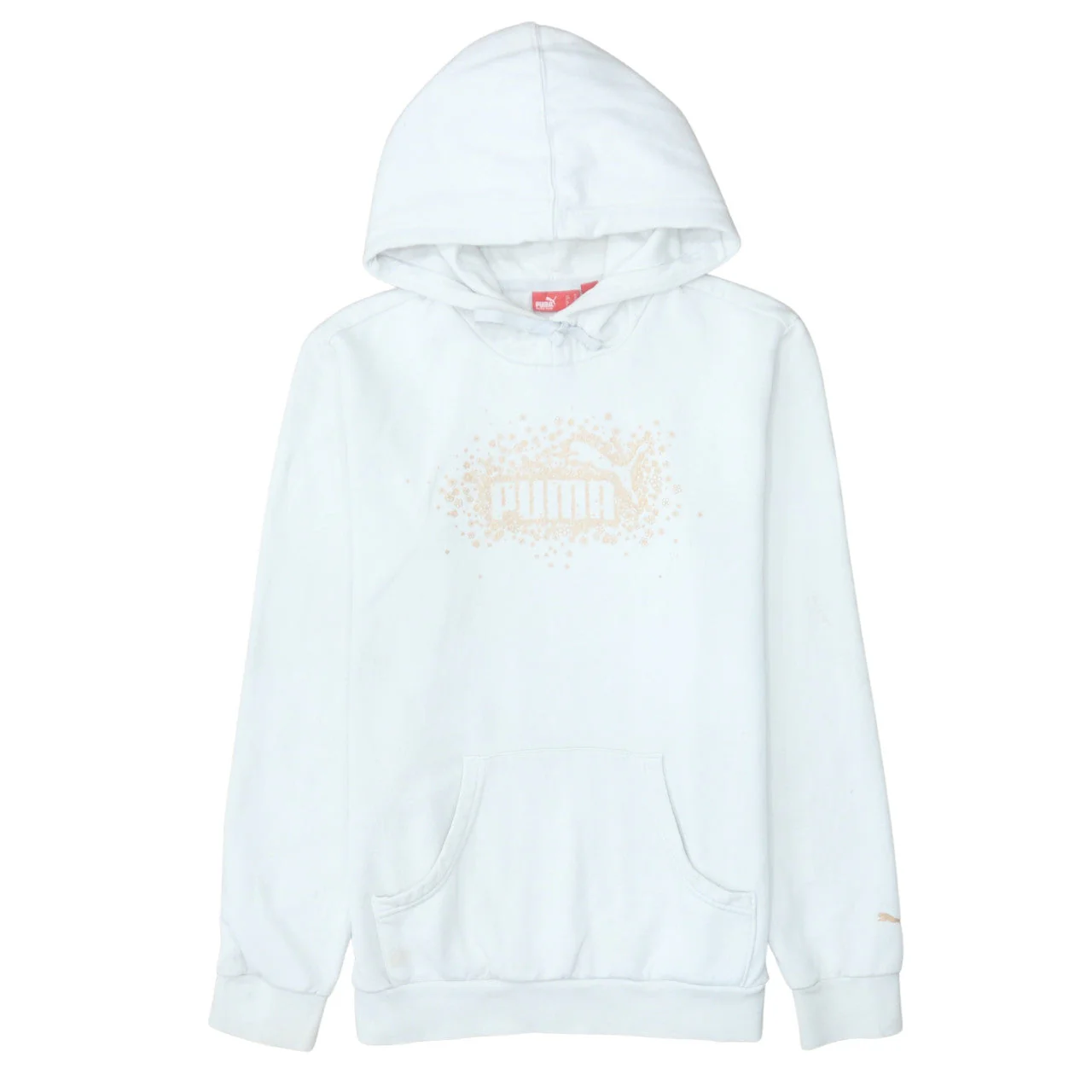 Puma Women White Pullover Hoodie Medium Cotton Blend Logo Design