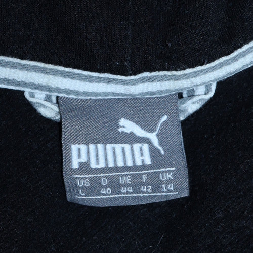 Puma Women's Black Full Zip Hoodie Size 14 L Logo Cotton Blend - Image 5