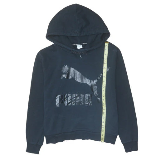 Puma Women's Black Pullover Hoodie Large Logo Sweatshirt - Image 2