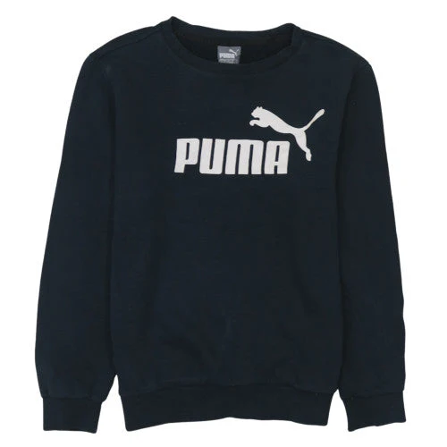 Puma Womens Black XS Pullover Sweatshirt Crew Neck Logo Cotton Blend