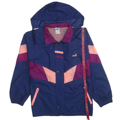 Puma Womens Blue Colourblock Windbreaker Jacket Size S Vintage - Image 3