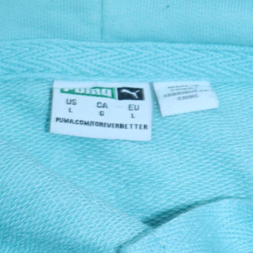 Puma Women's Blue Pullover Hoodie Size L Cotton Casual Sweatshirt - Image 5