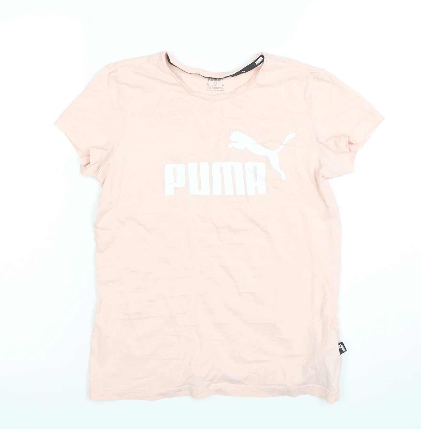 Puma Women's Pink Short Sleeve Classic Cotton Crew Neck T-Shirt XS