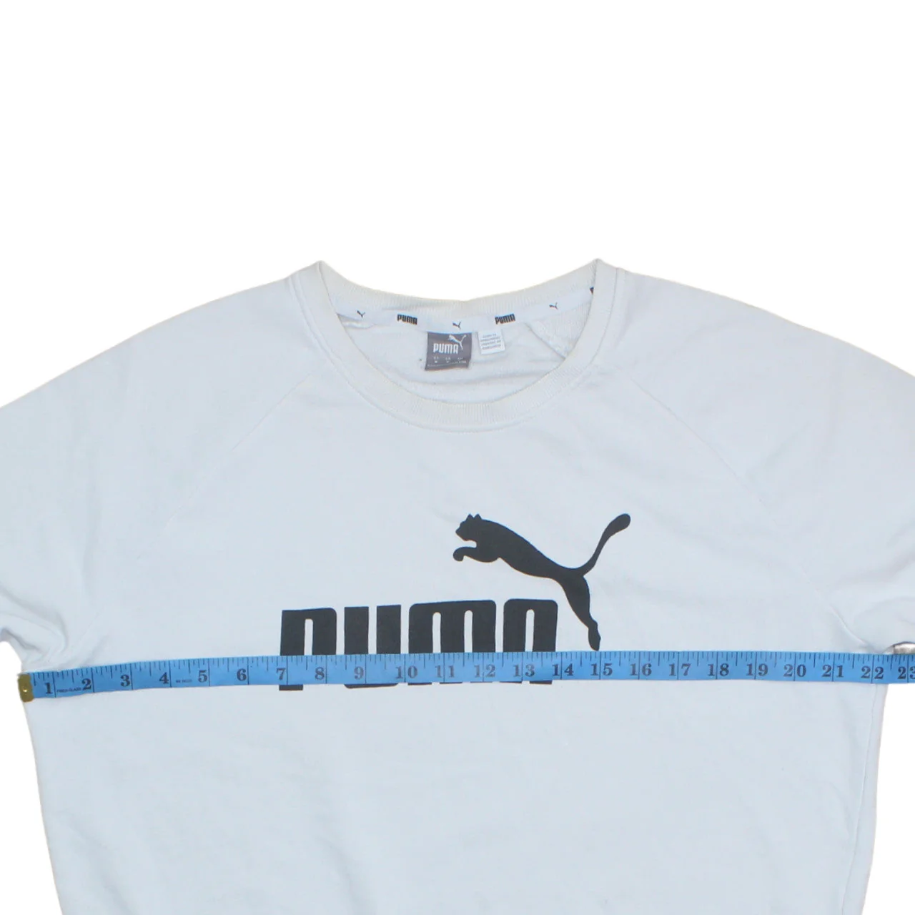 Puma Womens White Crew Neck Sweatshirt Medium Logo Print Pullover - Image 2
