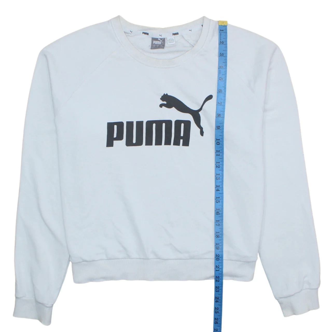 Puma Womens White Crew Neck Sweatshirt Medium Logo Print Pullover - Image 3