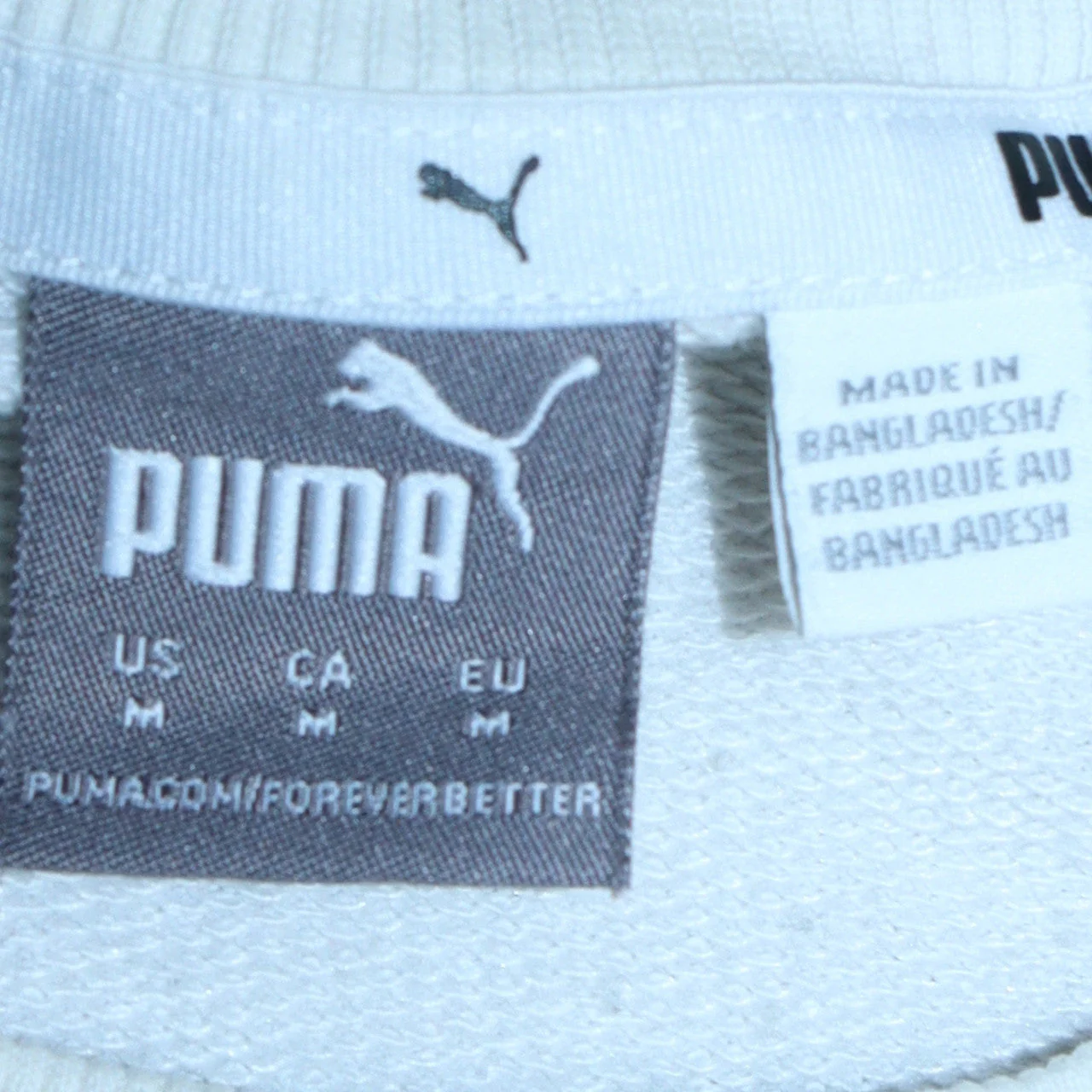 Puma Womens White Crew Neck Sweatshirt Medium Logo Print Pullover - Image 5