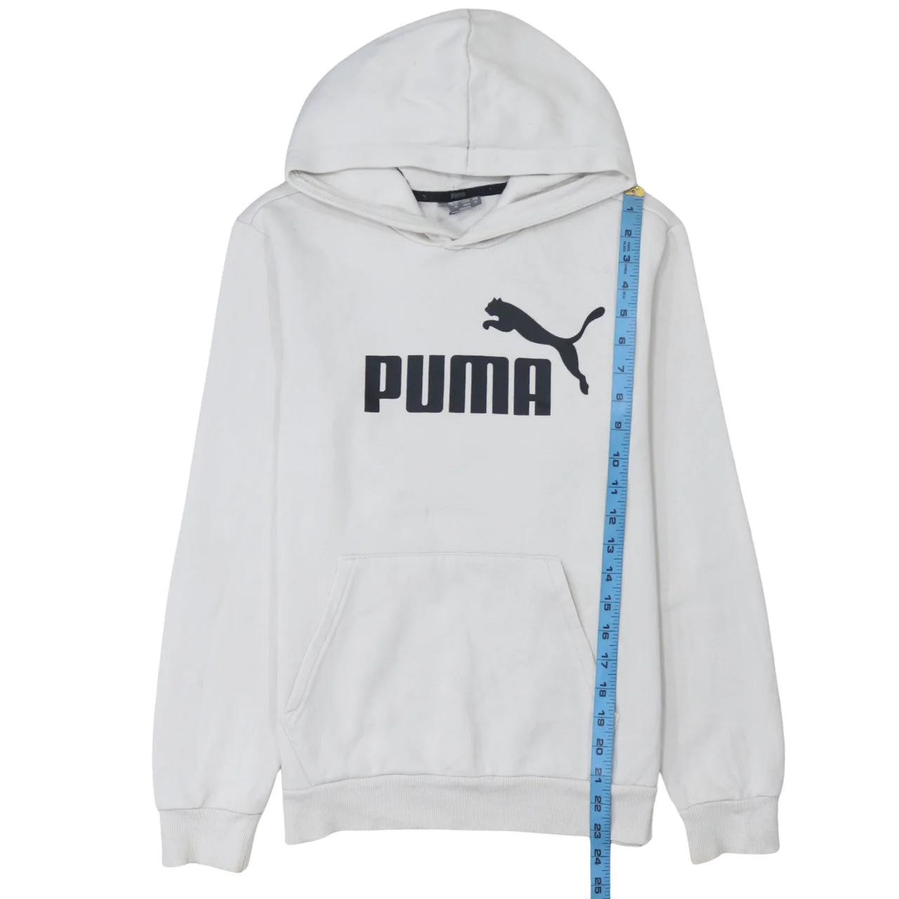 Puma Womens White XS Pullover Hoodie Classic Logo Fleece Sweatshirt - Image 3