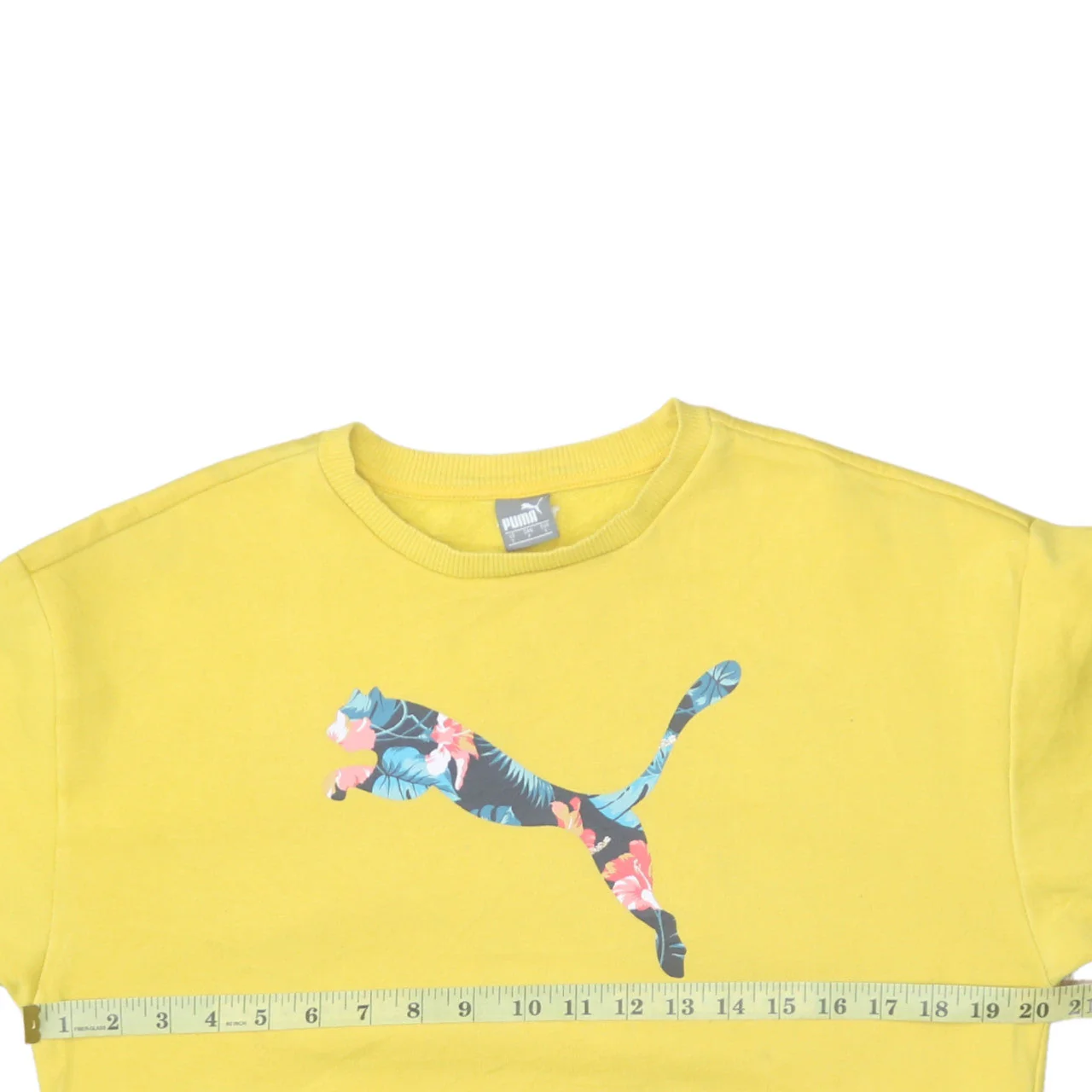 Puma Women's Yellow Floral Logo Pullover Sweatshirt Size S - Image 2