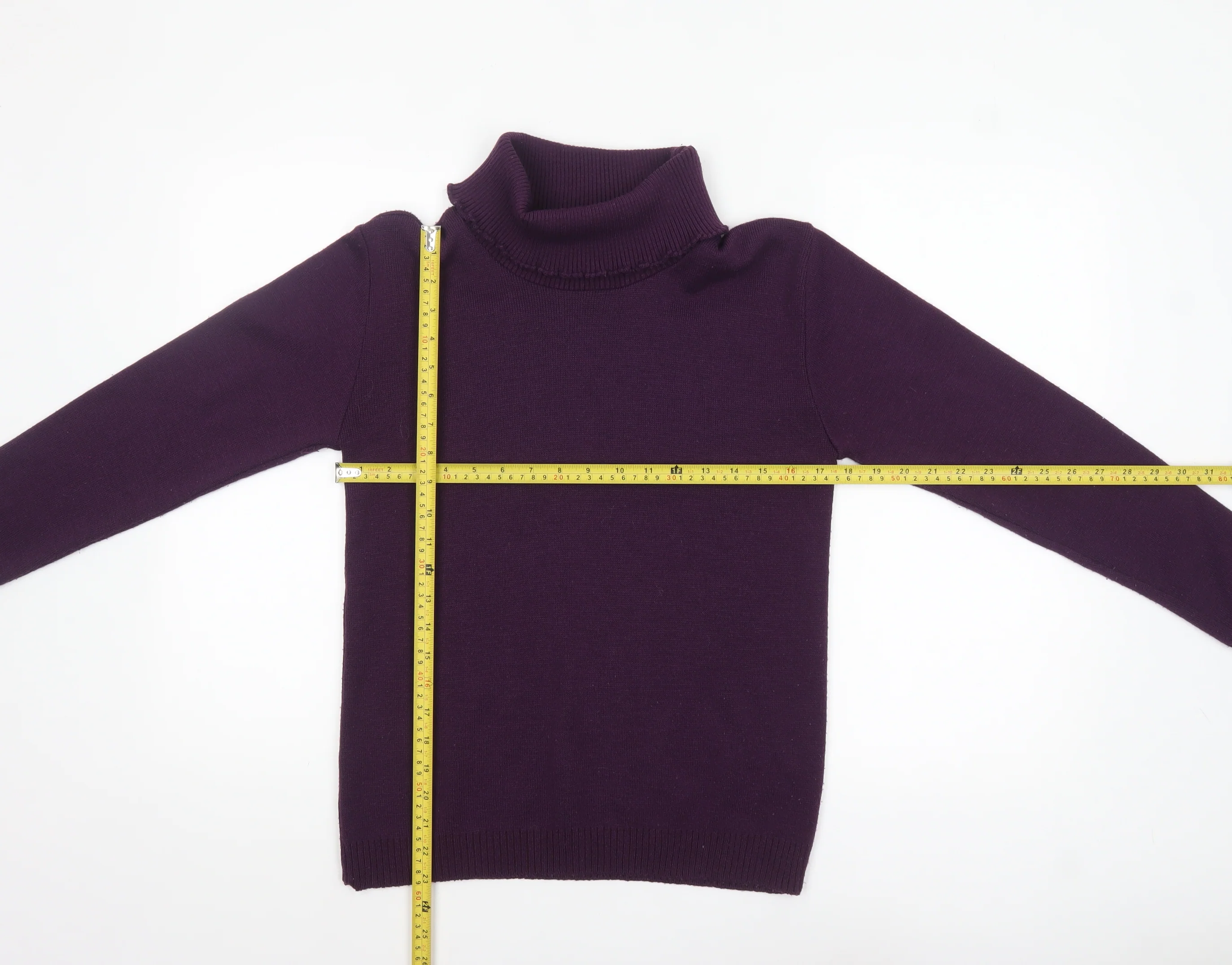 Pure & Natural Womens Purple Roll Neck Knit Jumper Size M - Image 2