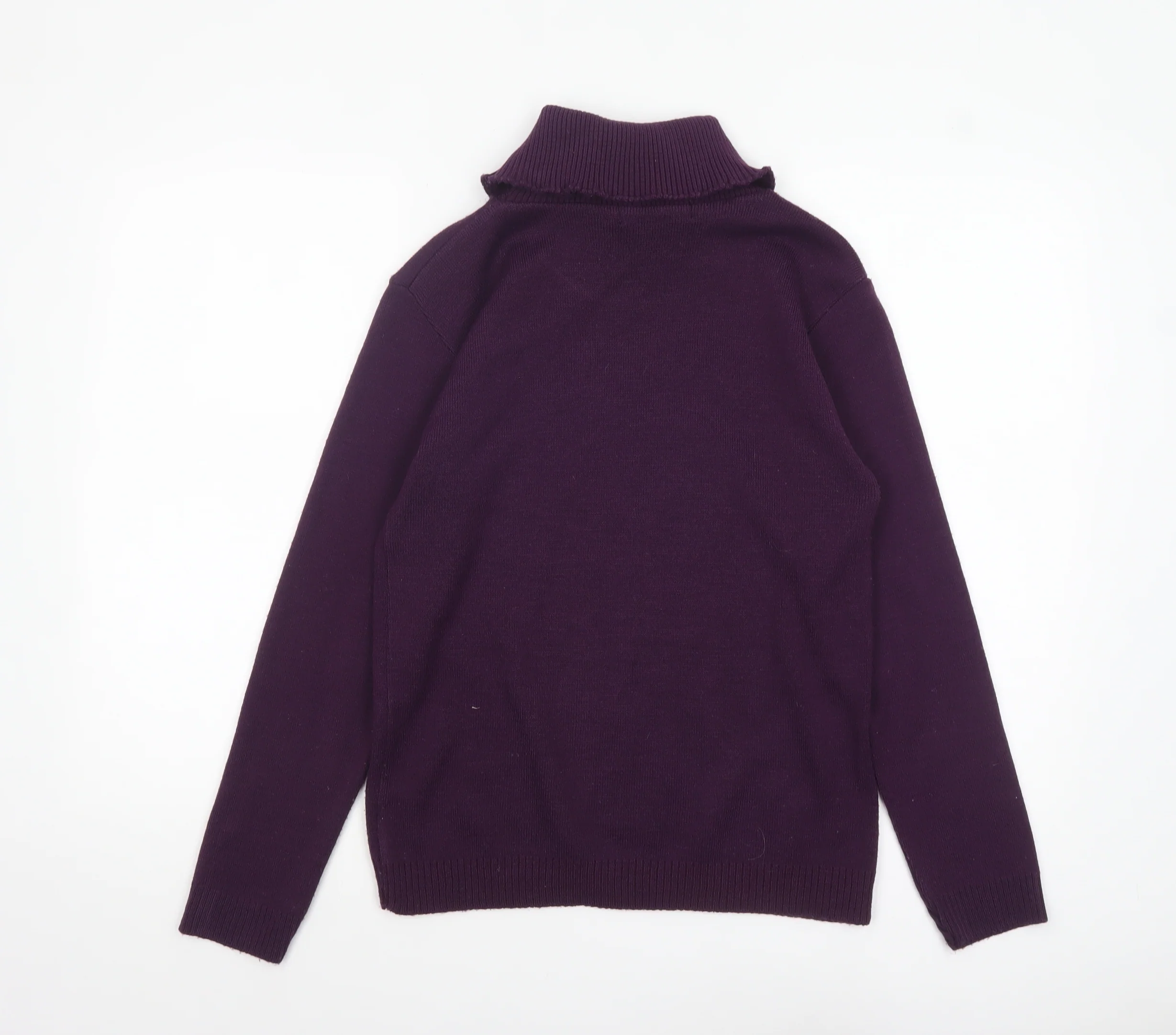 Pure & Natural Womens Purple Roll Neck Knit Jumper Size M - Image 3