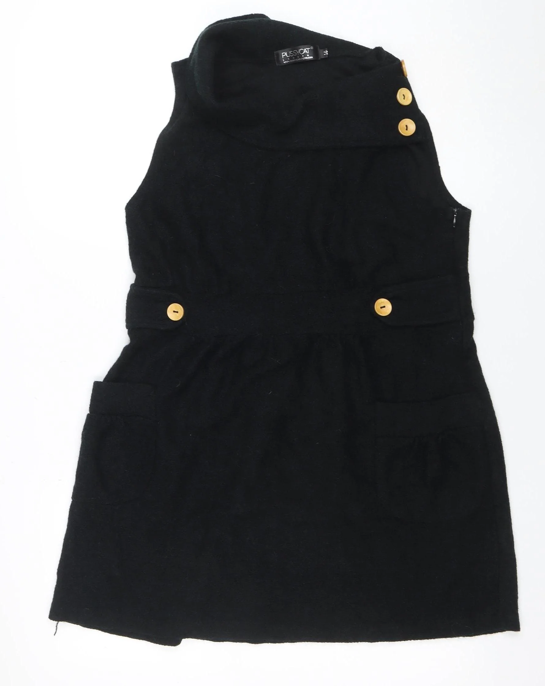 Pussycat London Womens Black Size 10 Sleeveless Pinafore Dress