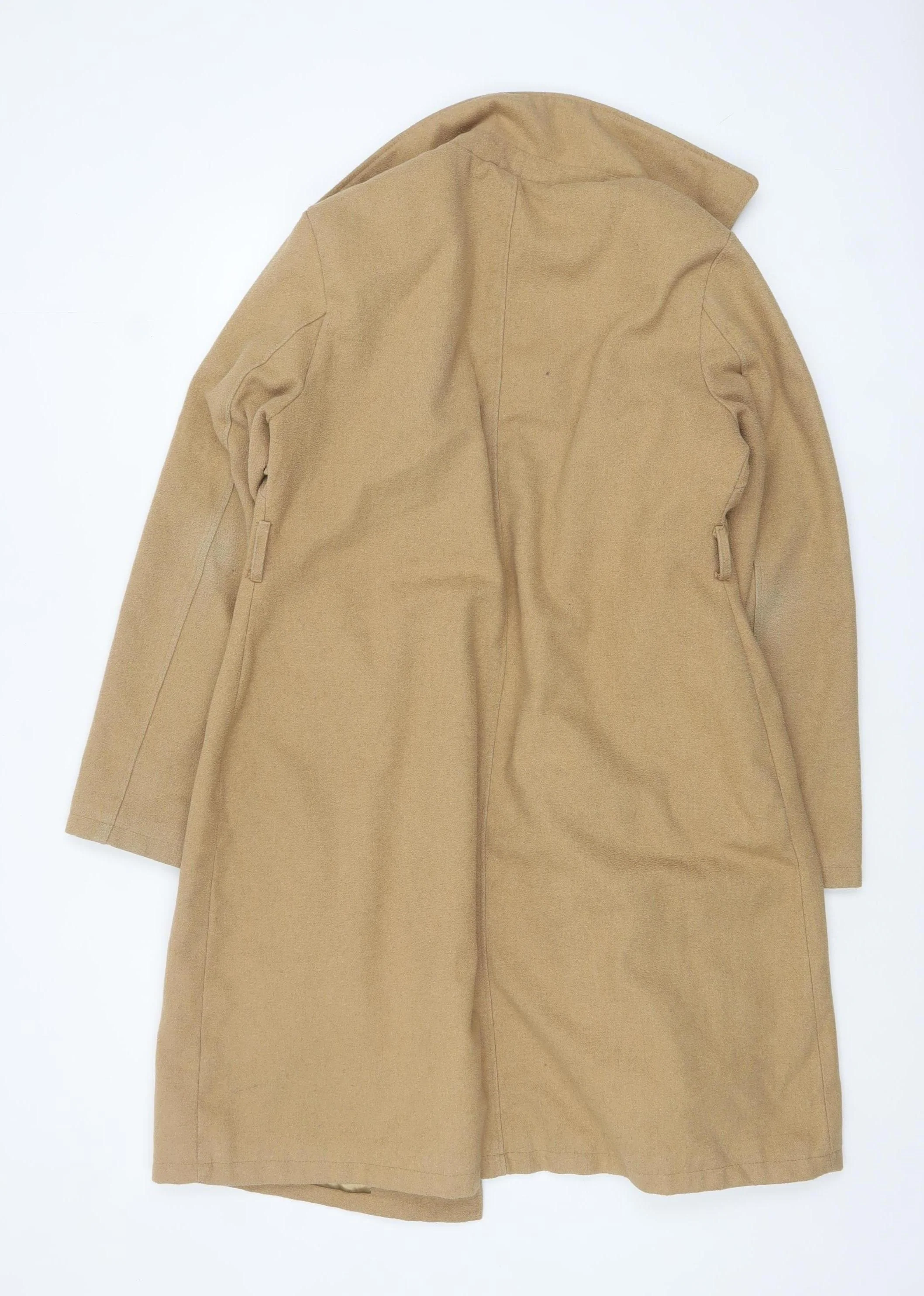 QED London Women Beige Mid-Length Overcoat Size 12 Lined Classic Style - Image 3