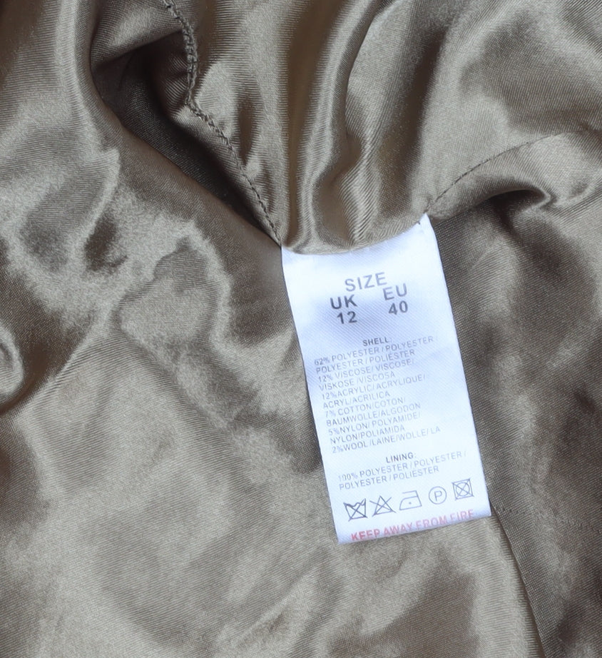 QED London Women Beige Mid-Length Overcoat Size 12 Lined Classic Style - Image 4