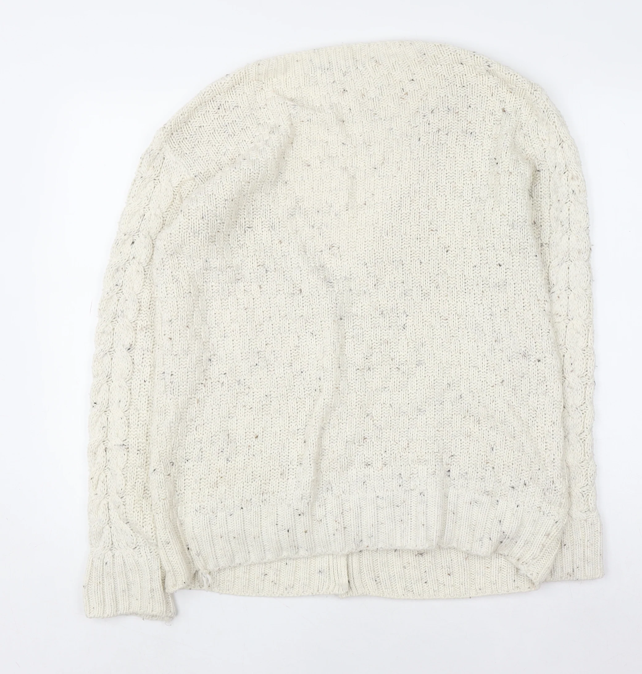 QED London Women’s Ivory Cable Knit Button Cardigan Size M - Image 3