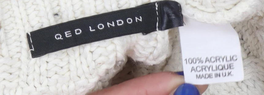 QED London Women’s Ivory Cable Knit Button Cardigan Size M - Image 4